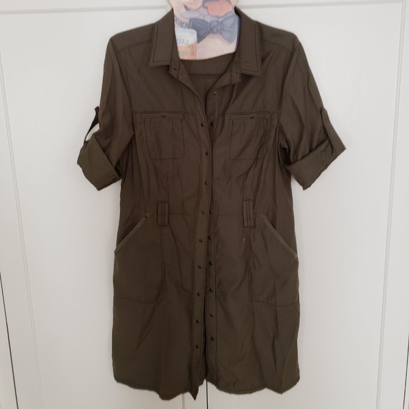 Royal Robbins Snap Front Dress 10 Forest Green - Picture 1 of 3